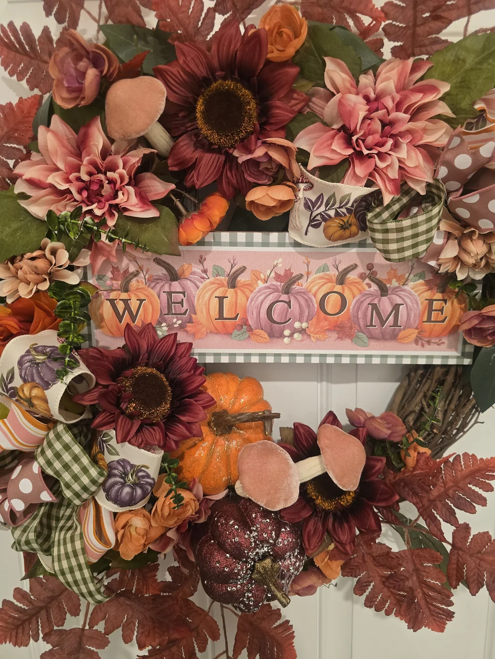 Autumn Floral Welcome Wreath - Orange & Rust Fall